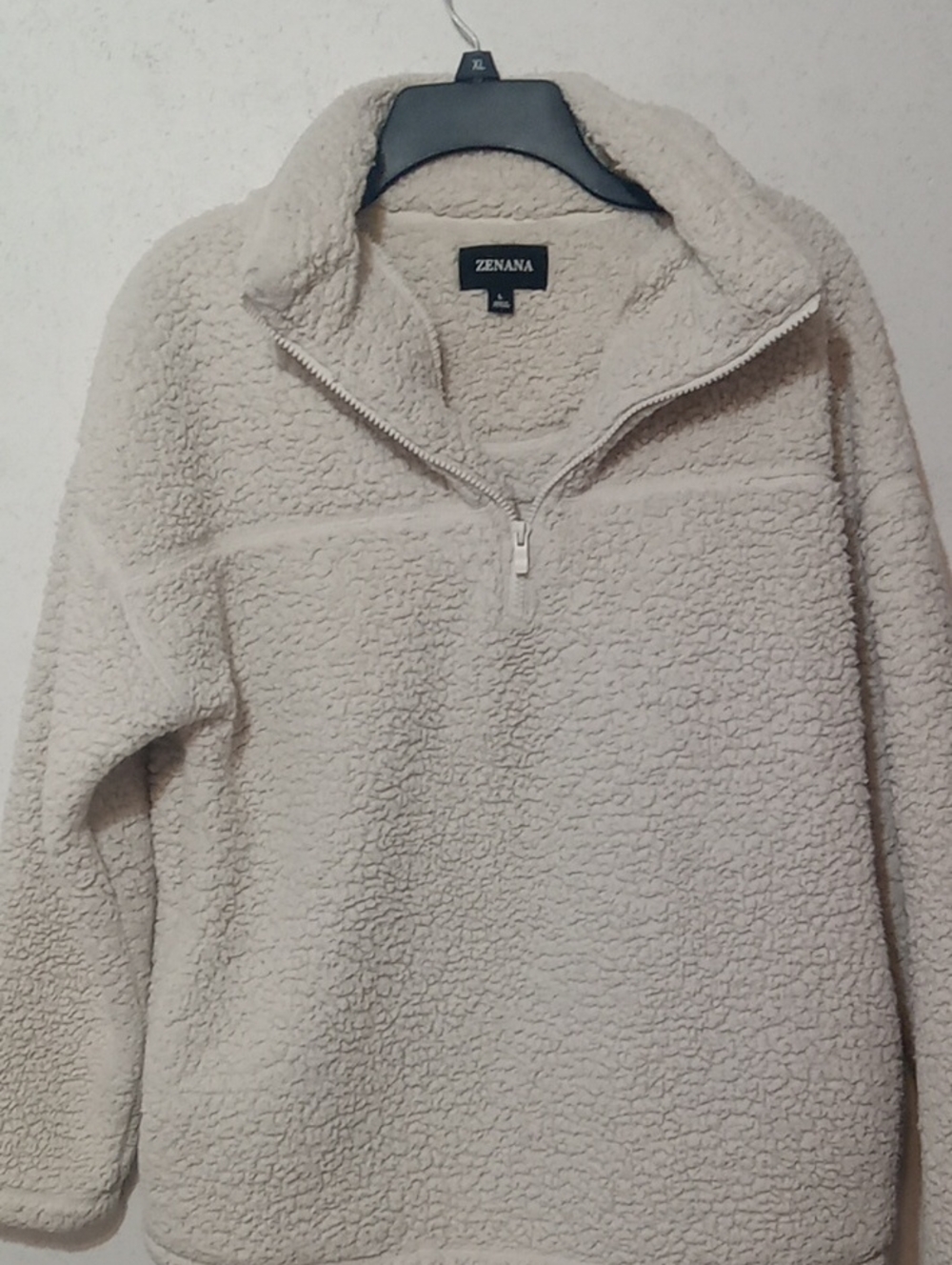 Zenana Outfitters Cream Sherpa Half-Zip Turtleneck Pullover